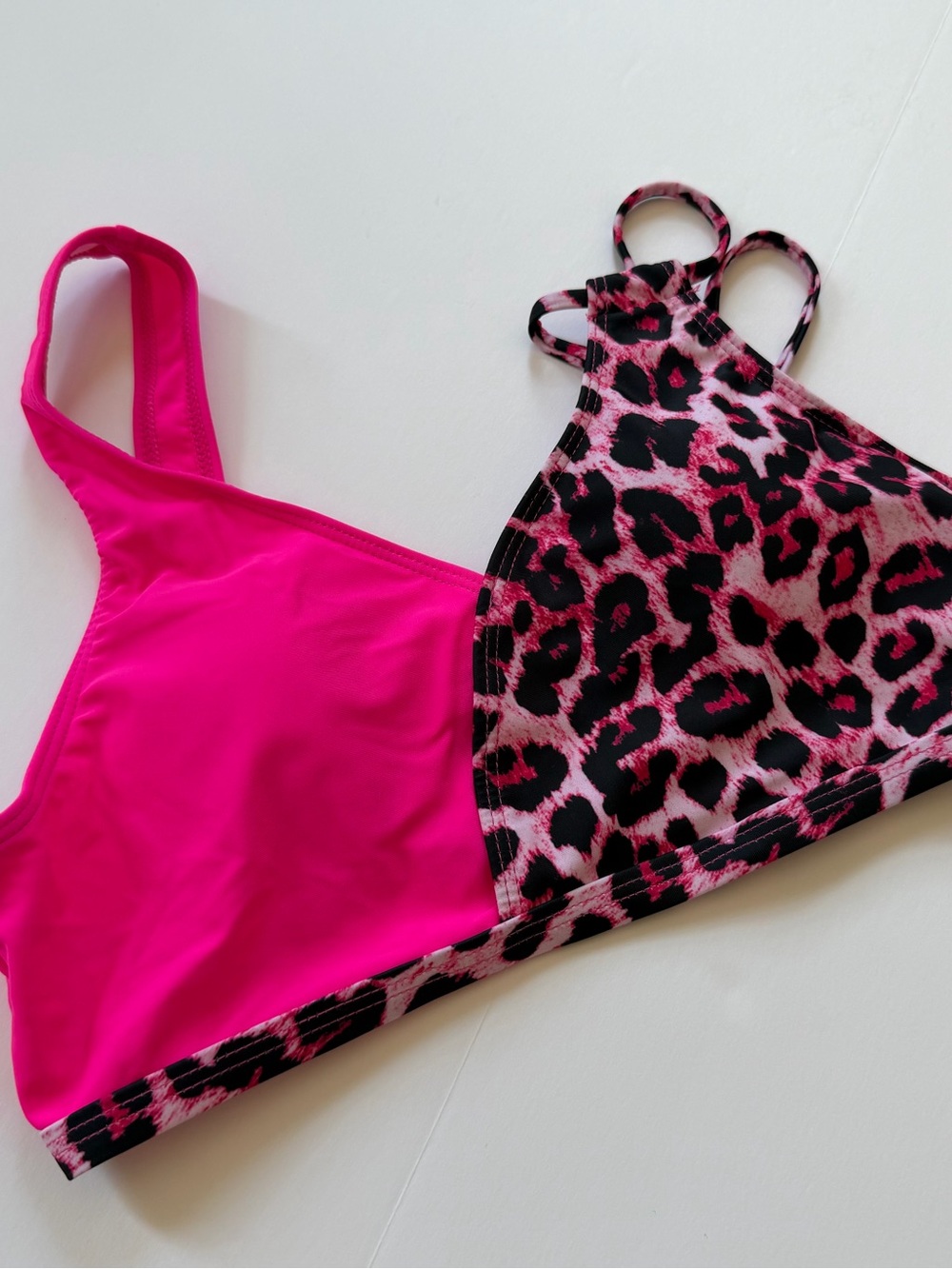 Hot Pink & Leopard Print Bikini Top